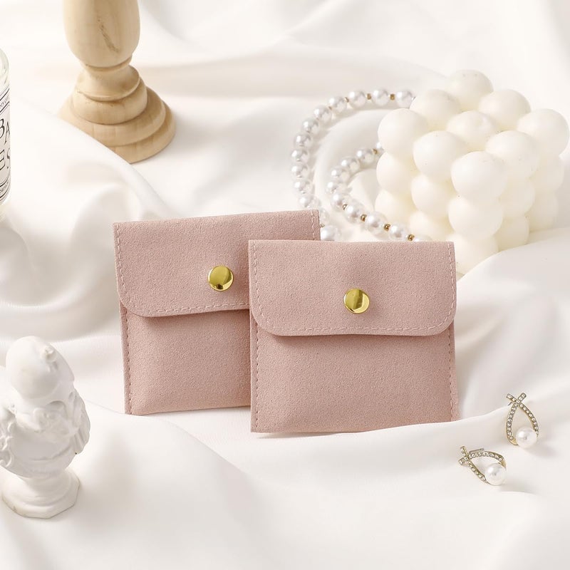 Handmade 40pcs Pink Microfiber Jewelry Pouch Button Bag 8 x 8cm, Jewelry Packaging Bag Luxury Small Favor Bags Jewelry Gift Bags for Earrings Necklaces Bracelet Ring - Image 5